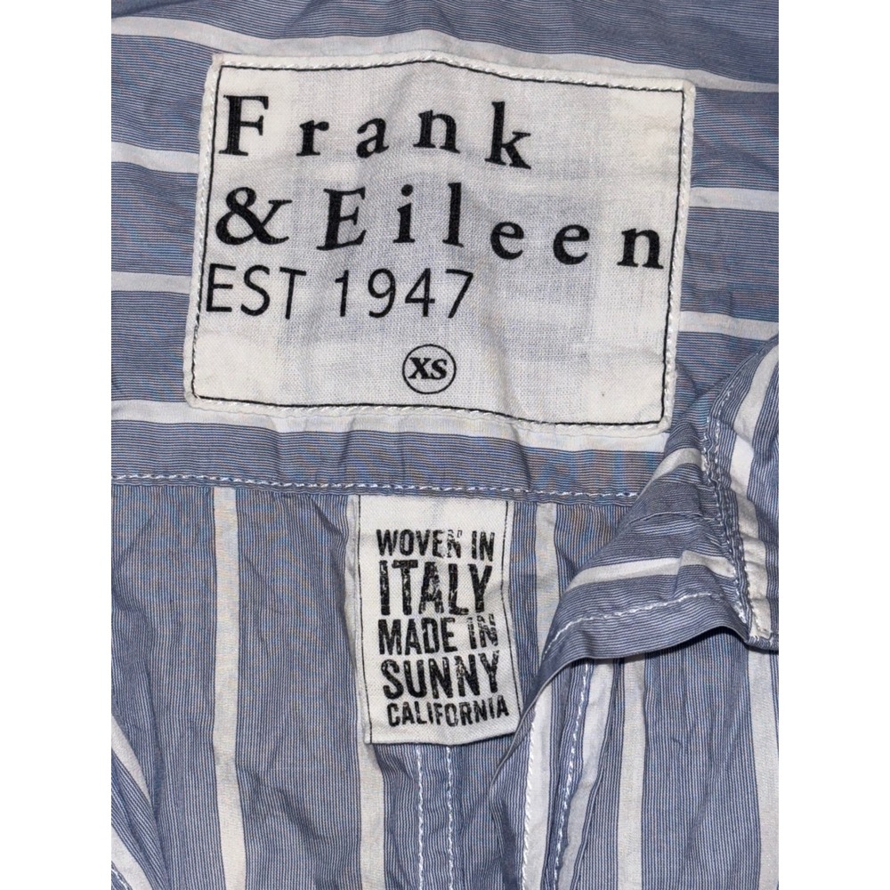 Frank & Eileen Barry Blue White Striped Button Down Shirt XS Italian Poplin USA - Picture 2 of 9